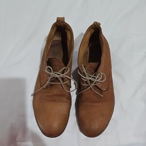 MOMA Woman's Brown Leather Chukka Boots Lace-Up, Made in Italy, Casual 38 1/2